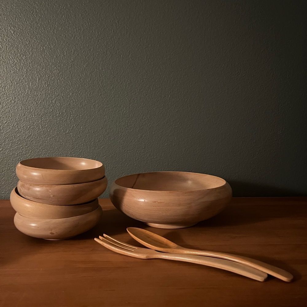 Vintage Made in Japan Salad Bowl and Serving Set
